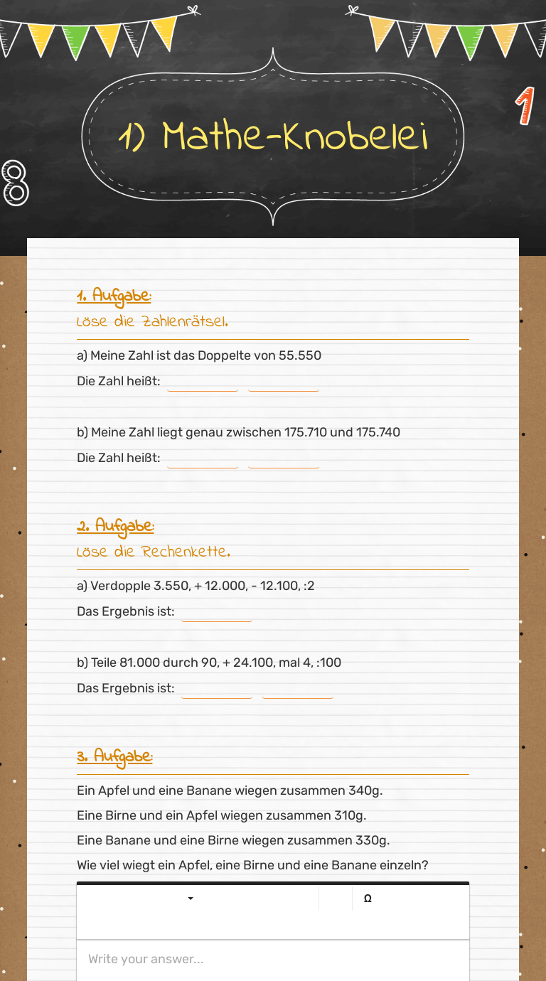 1) Mathe-Knobelei Grade 4 worksheet preview
