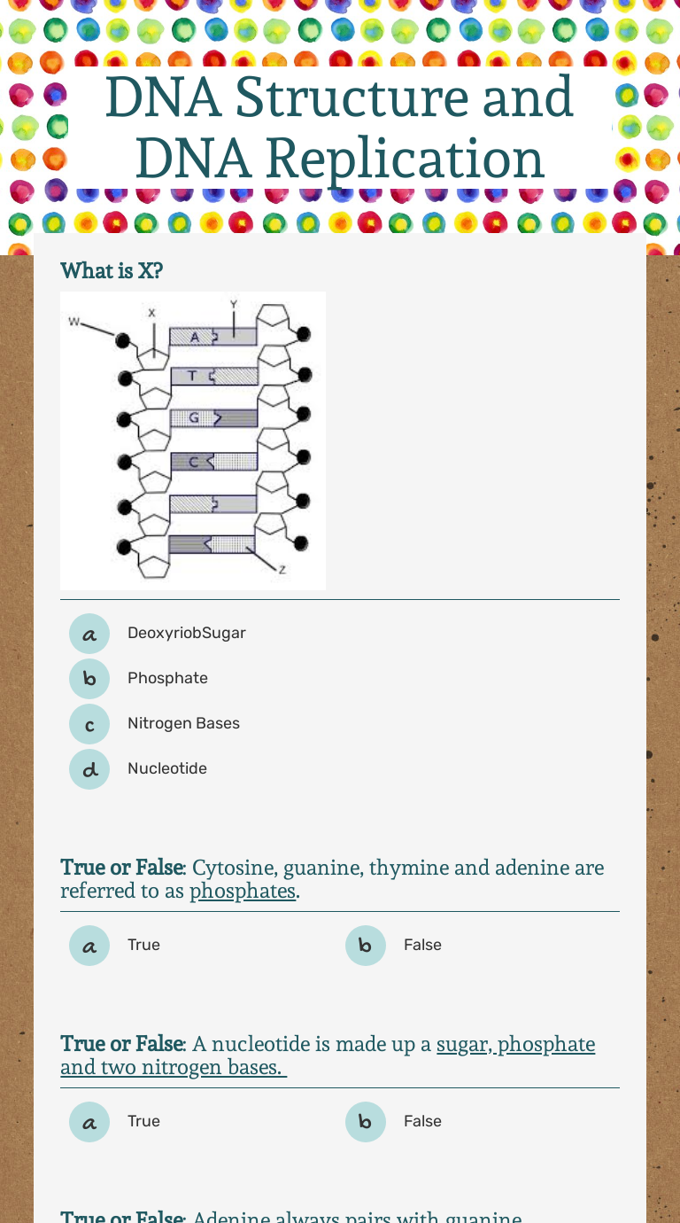 DNA Structure and DNA Replication  Interactive Worksheet by Rida Intended For Dna Structure Worksheet Answer