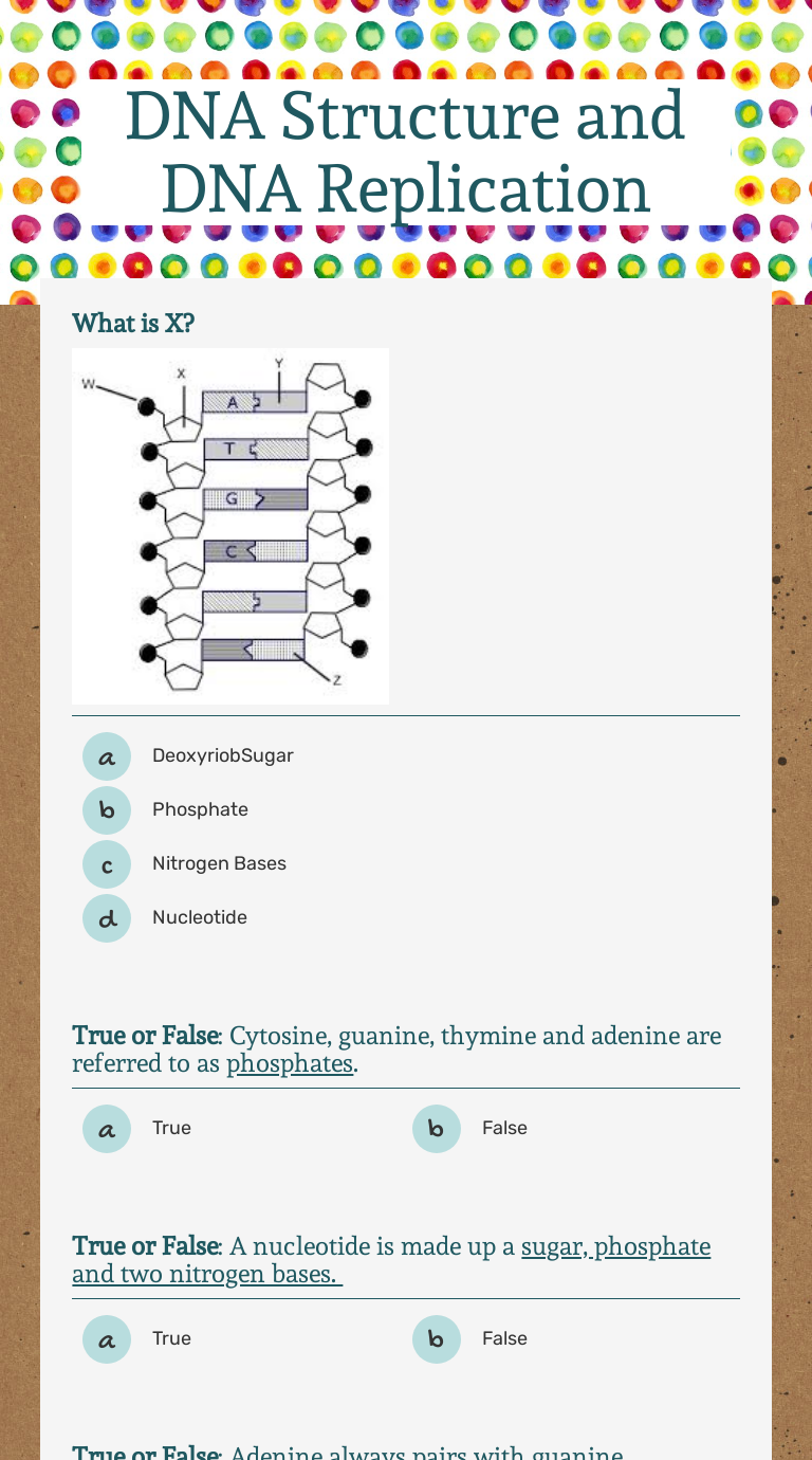 DNA Structure and DNA Replication  Interactive Worksheet by Rida With Dna Base Pairing Worksheet Answers