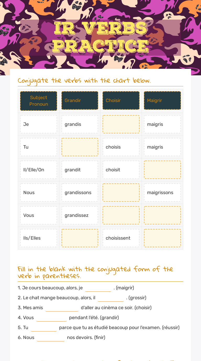 IR Verbs Practice | Interactive Worksheet by CLACK JULIE | Wizer.me