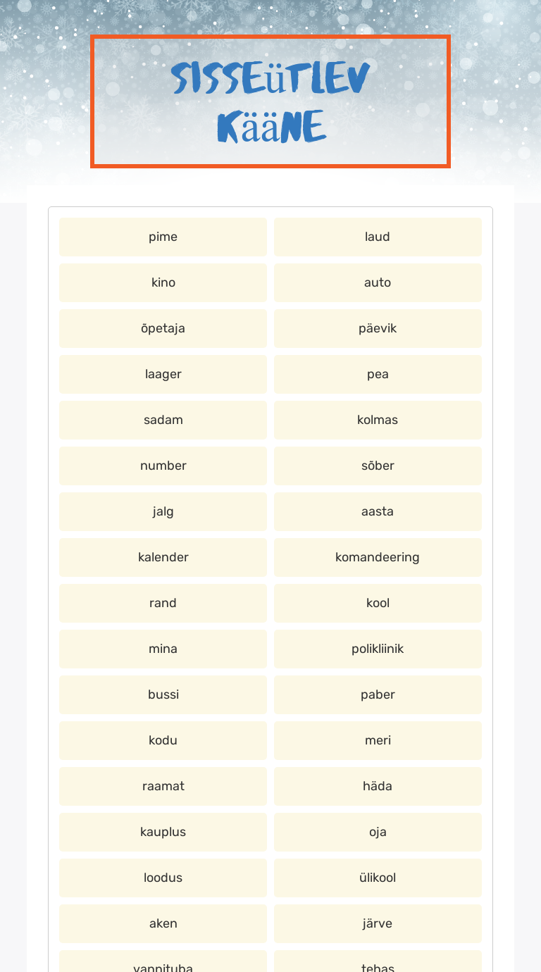 Sisseütlev kääne worksheet preview