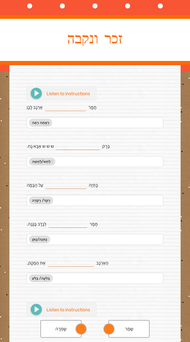 זכר ונקבה worksheet preview image