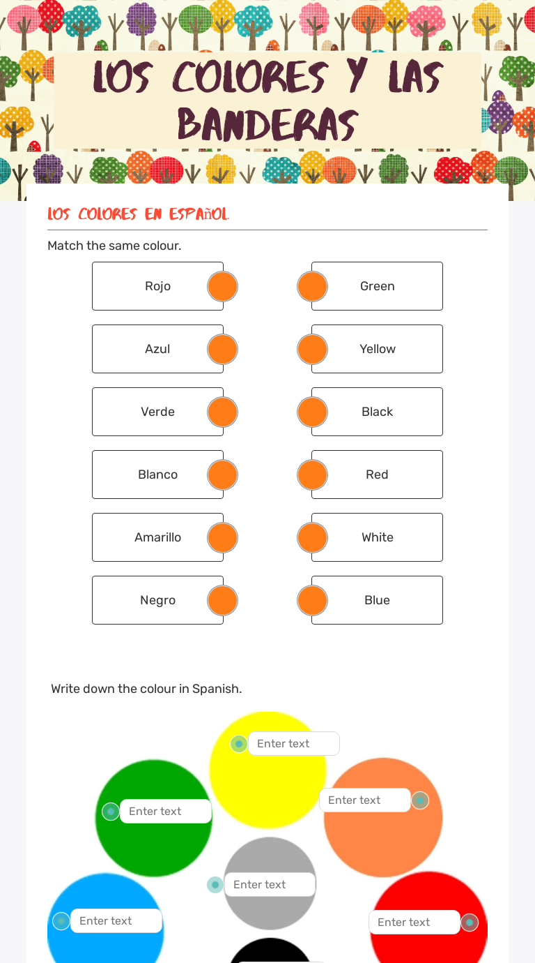 Los Colores y las banderas worksheet preview image