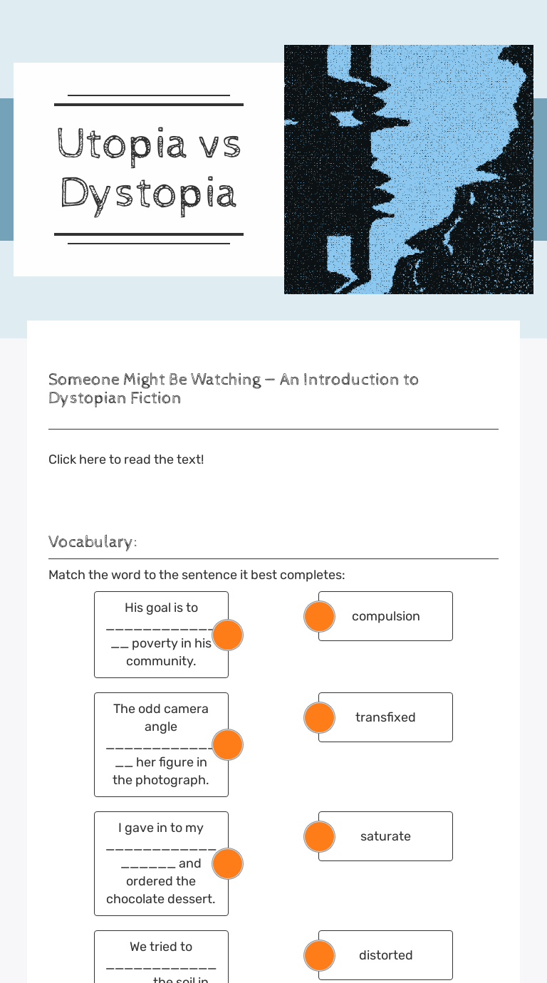 Utopia vs Dystopia | Interactive Worksheet by Sarah McDonough | Wizer.me