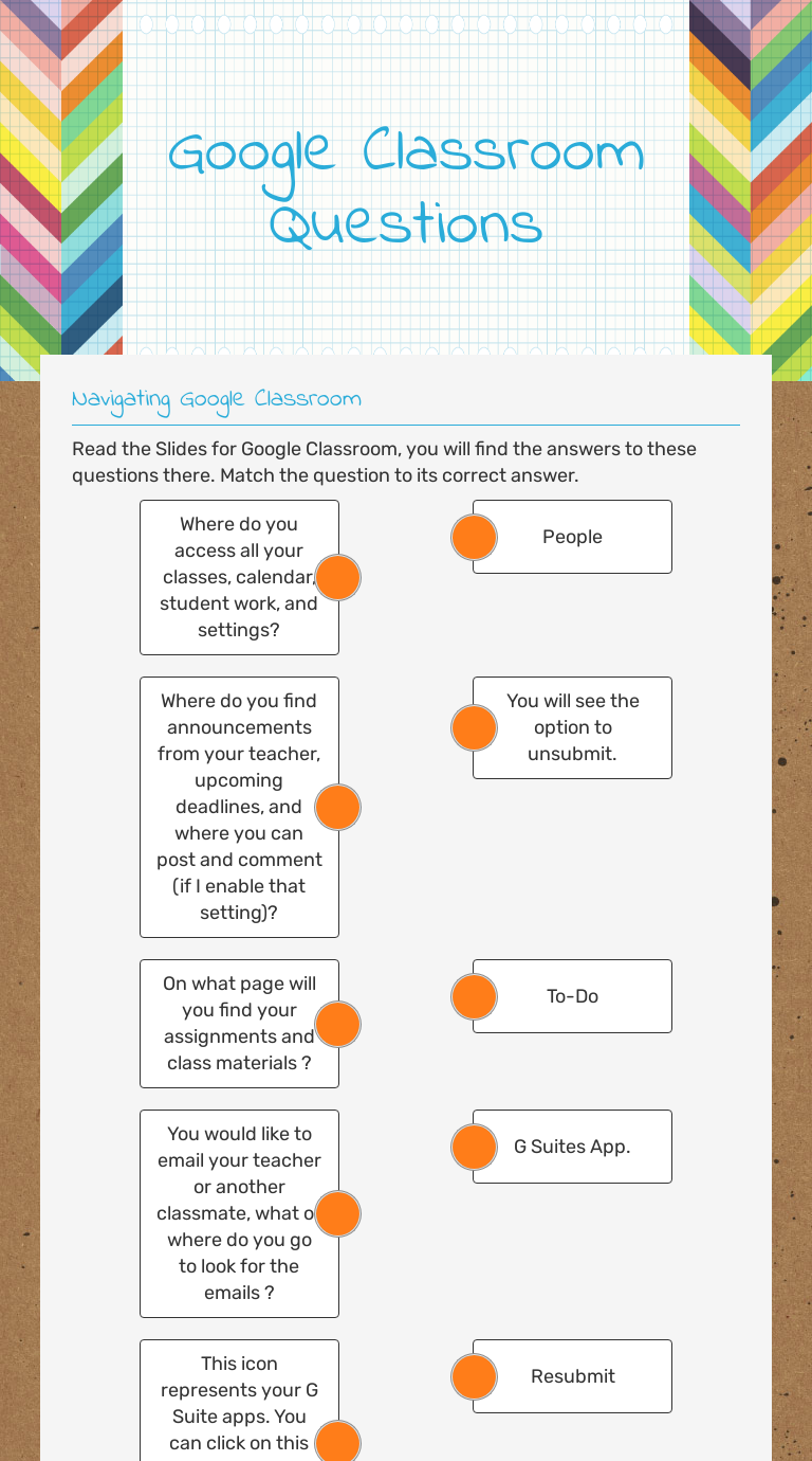 Google Classroom Questions Interactive Worksheet by Wendy Rodriguez