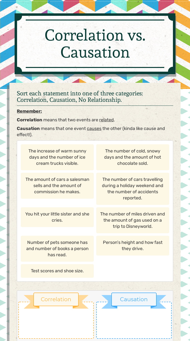 Correlation vs. Causation  Interactive Worksheet by Gina Chance For Correlation Vs Causation Worksheet