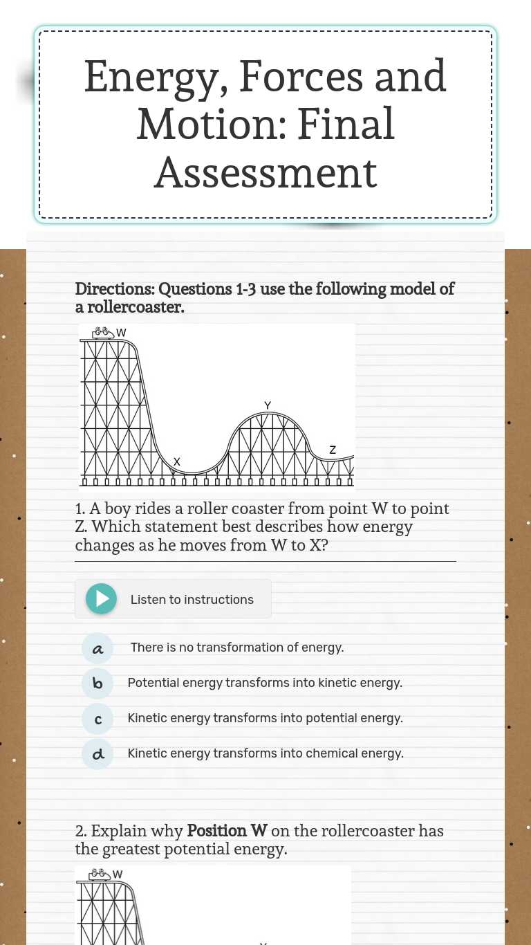 Force Motion And Energy Worksheet