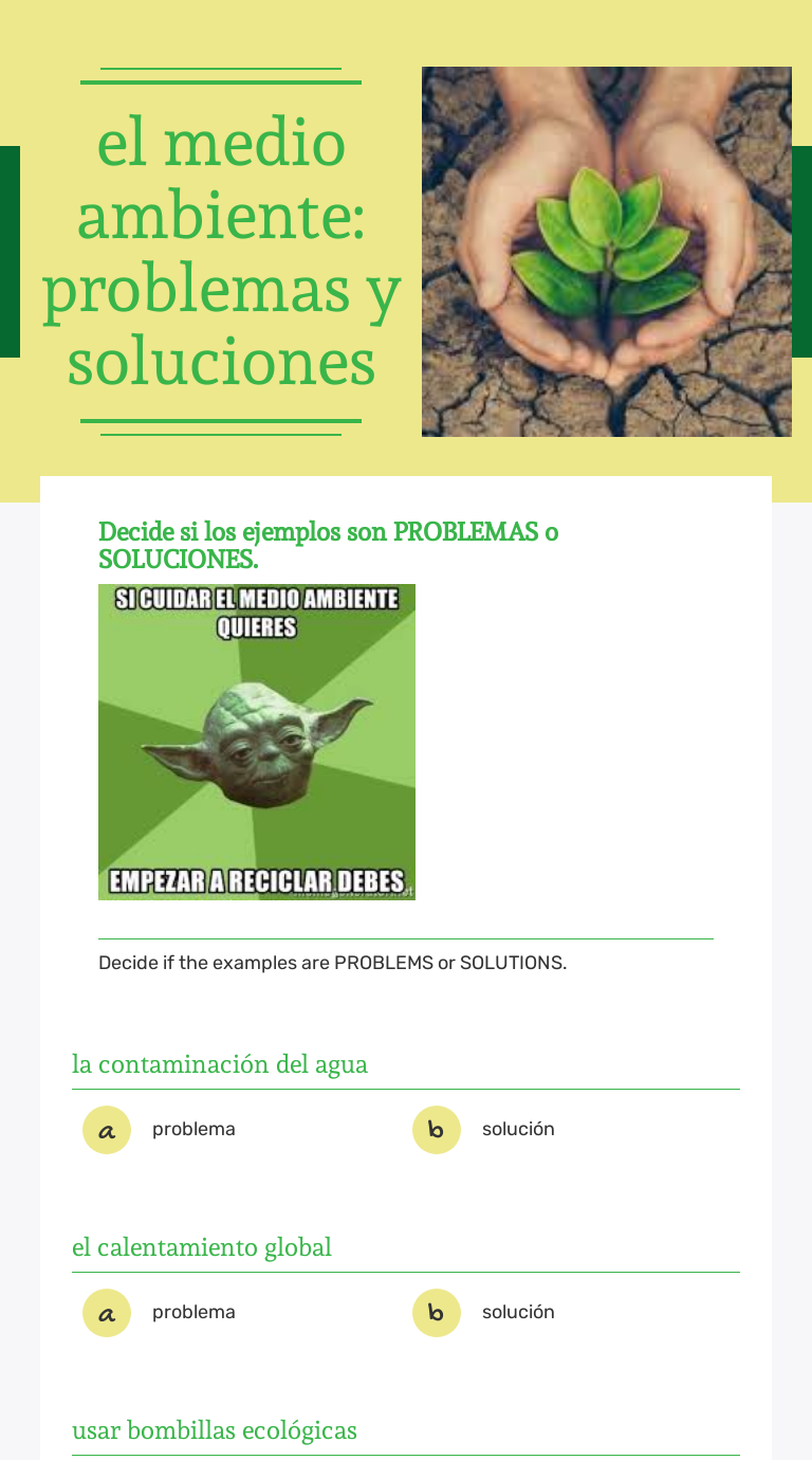 El Medio Ambiente: Problemas Y Soluciones | Interactive Worksheet By ...