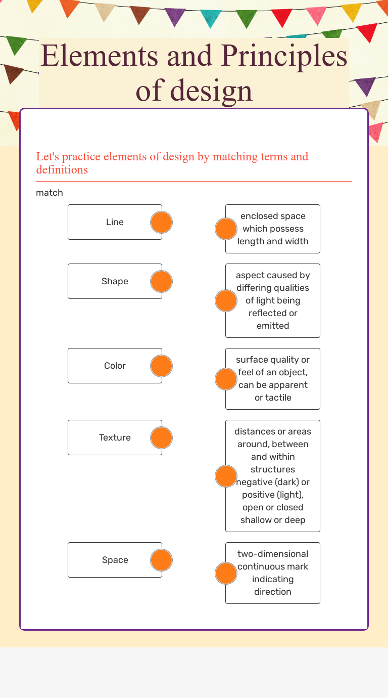 Elements and Principles of design  Interactive Worksheet by Tandy Throughout Principles Of Design Worksheet