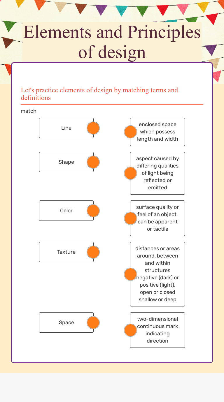 Elements and Principles of design  Interactive Worksheet by Tandy In Principles Of Design Worksheet