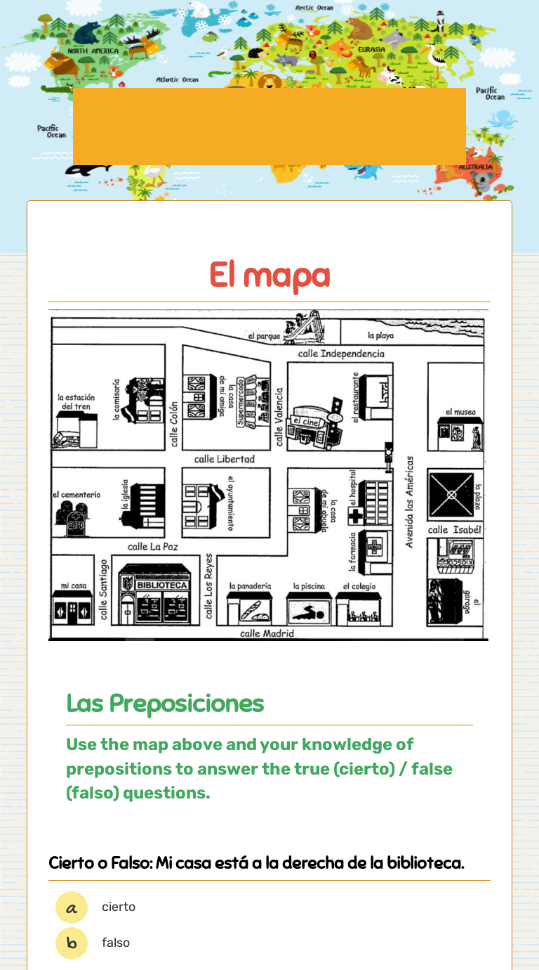 madrid: las direcciones en español Grade 8 worksheet preview