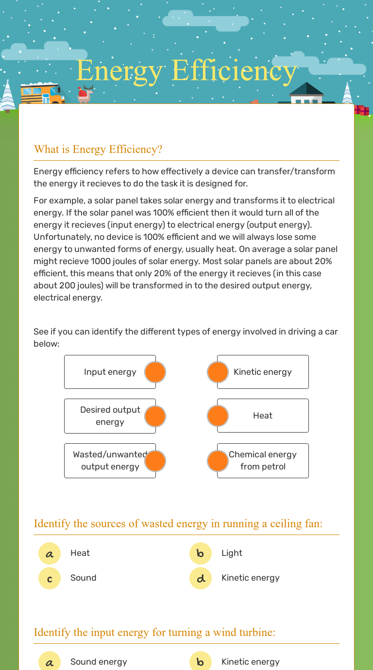 Energy Efficiency Interactive Worksheet by Joe Horan Wizer.me