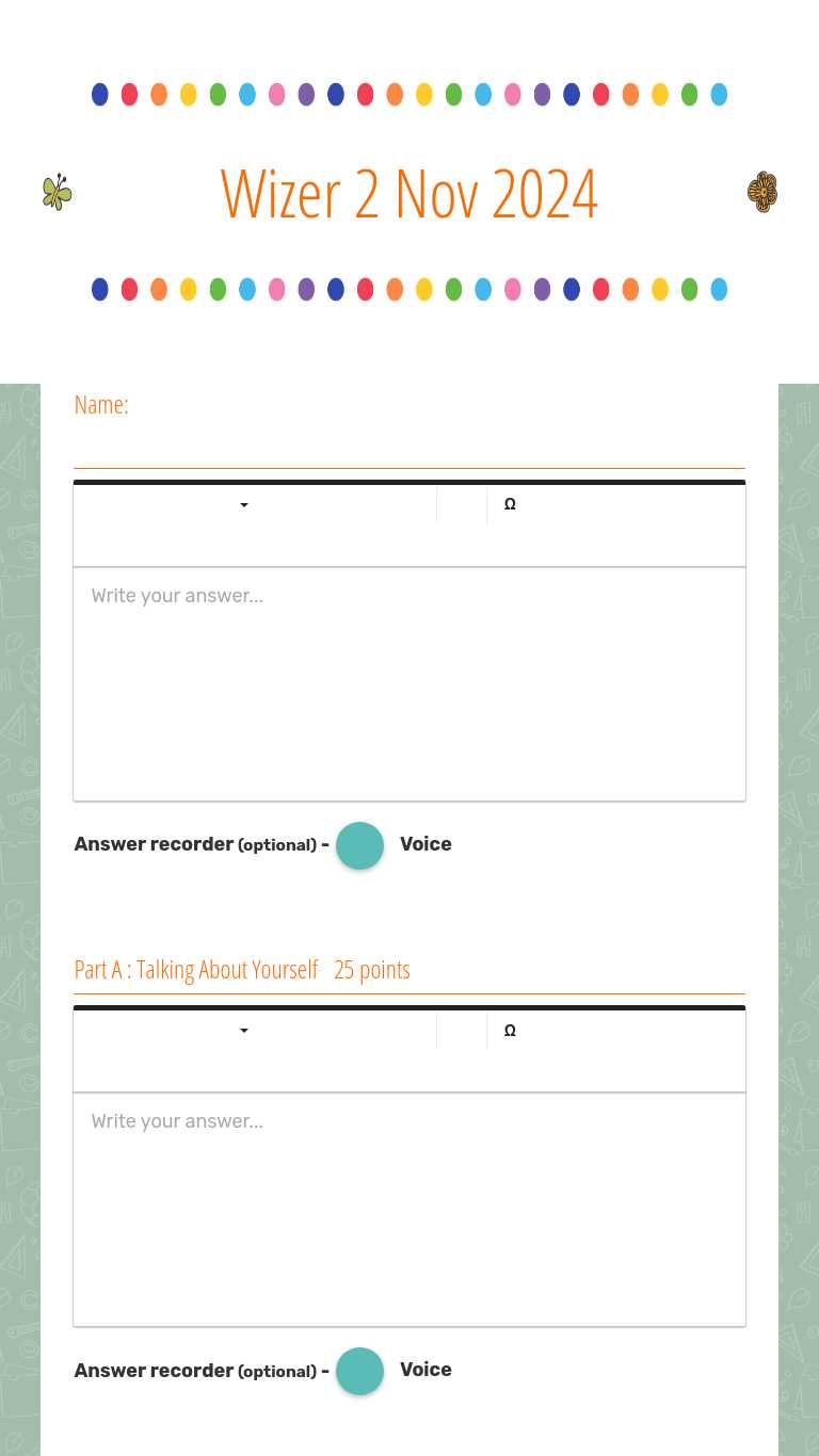 Wizer 2 Nov 2024 worksheet