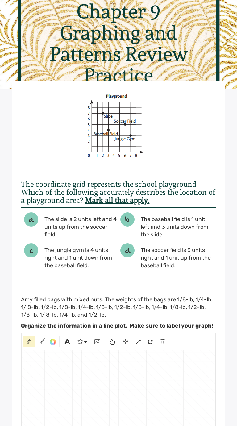 Chapter 9 Graphing And Patterns Review Practice Interactive Worksheet 