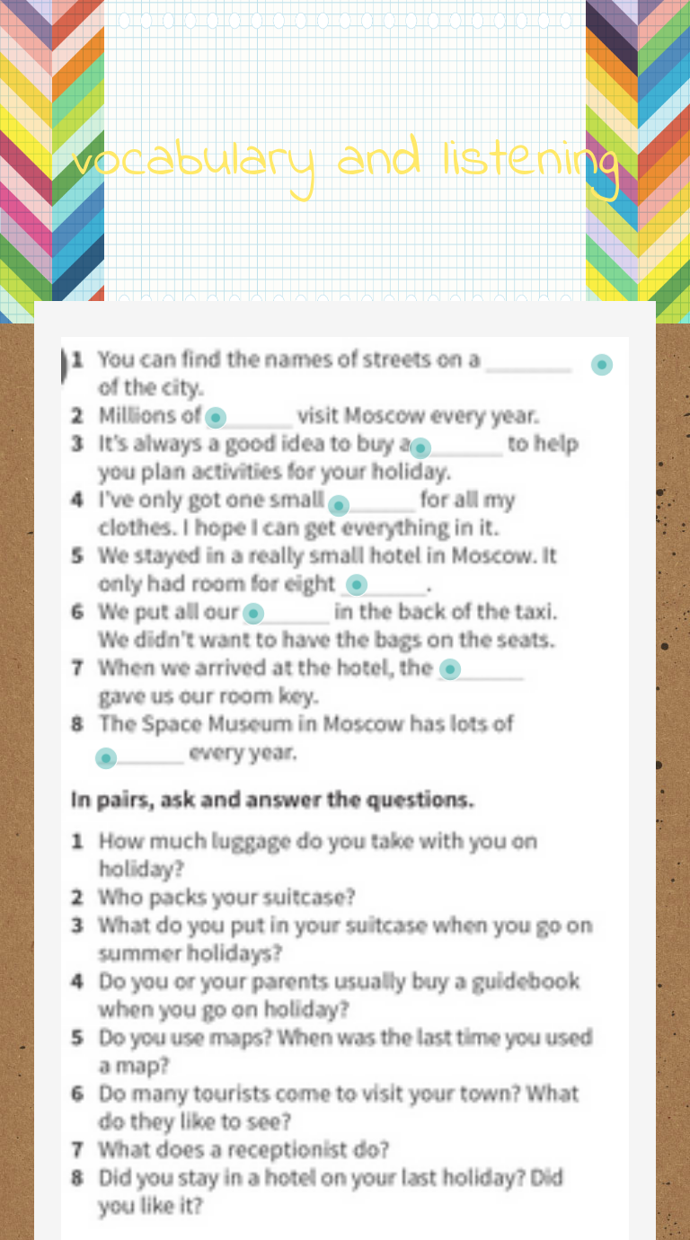 vocabulary and listening worksheet preview
