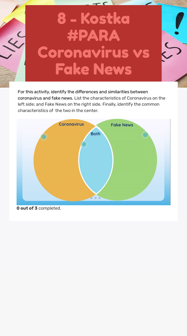 8 - Kostka #PARA Coronavirus vs Fake News worksheet preview