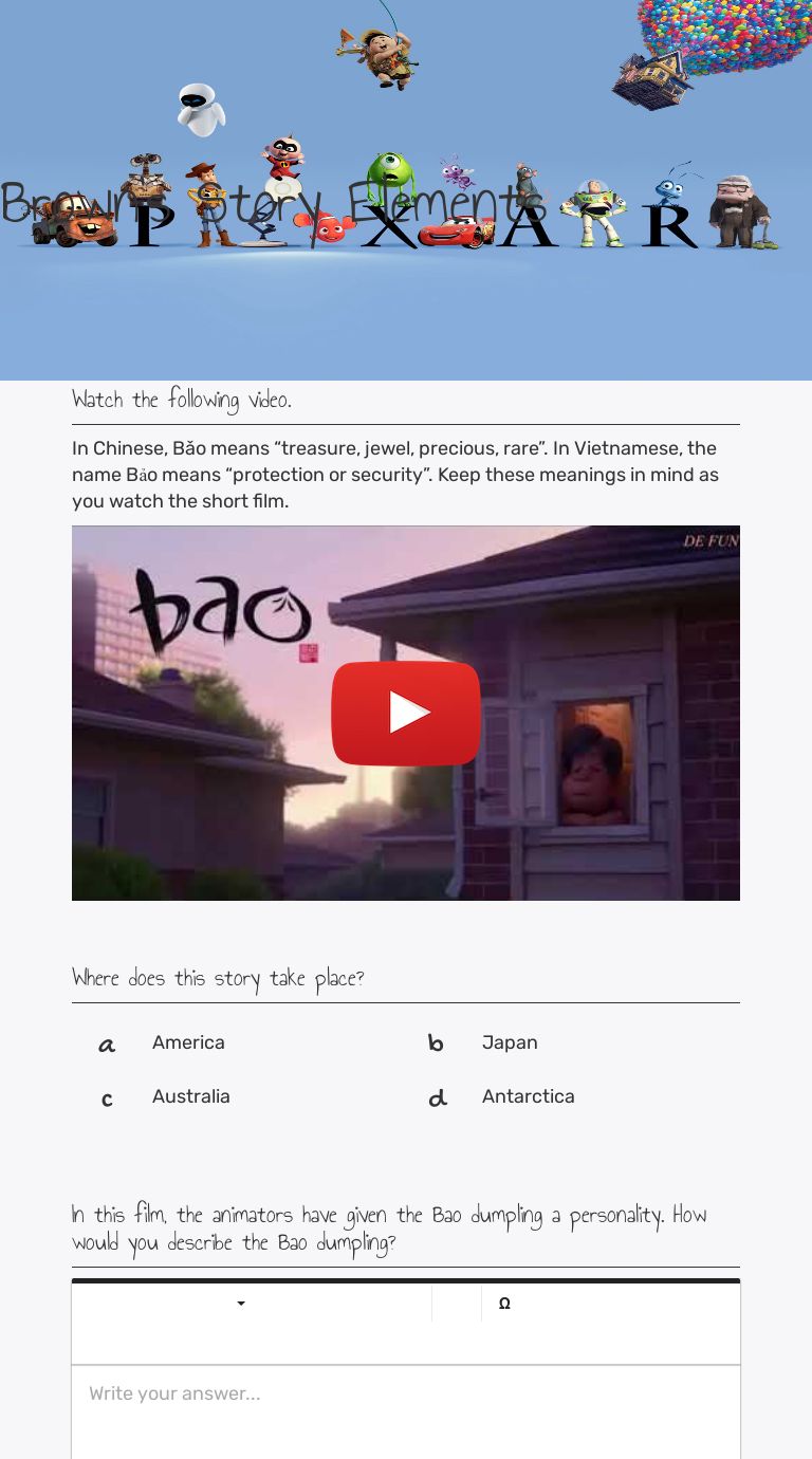 Brown's Story Elements Grade 3 worksheet preview