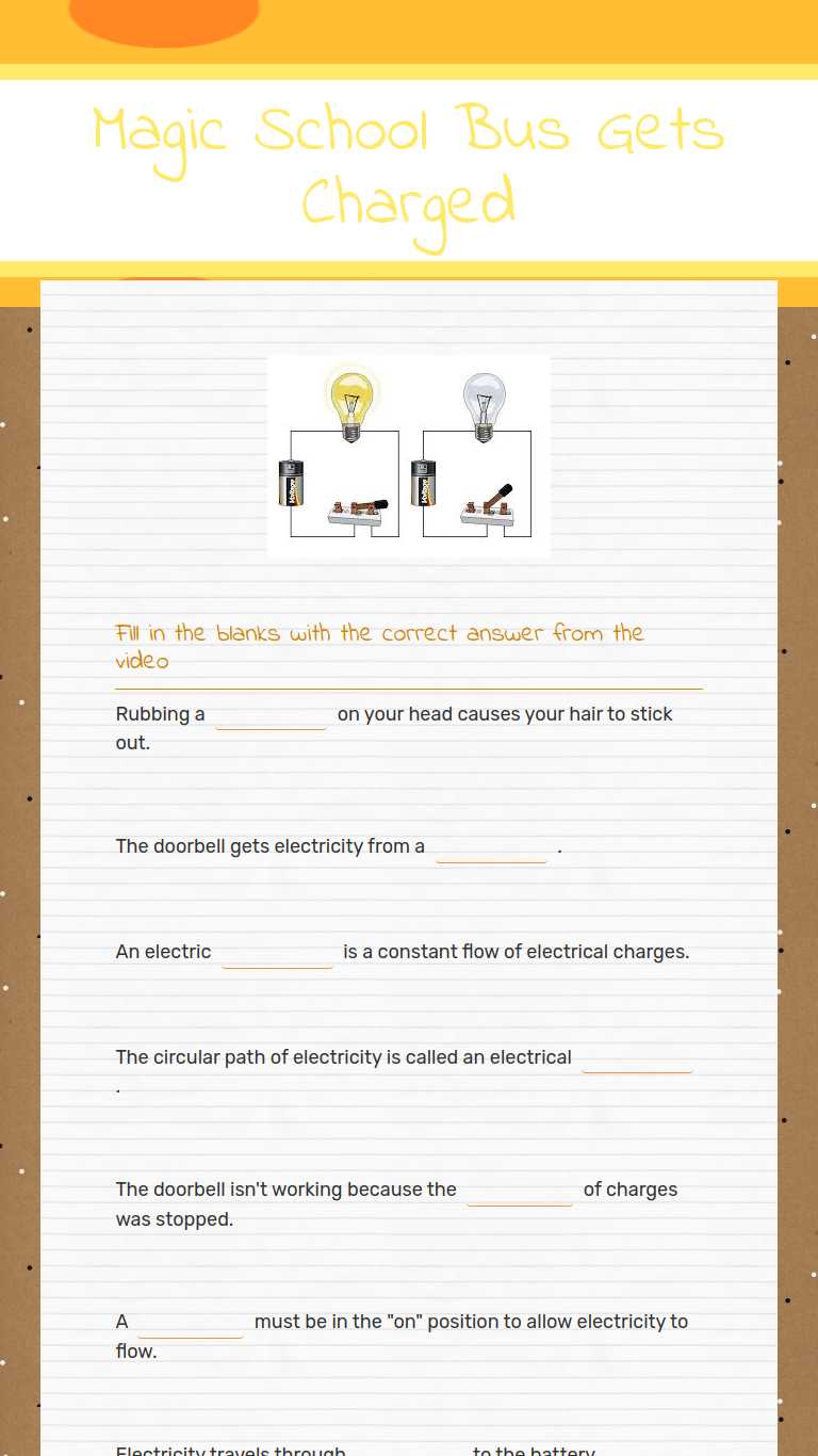 Magic School Bus Gets Charged  Interactive Worksheet by Daron For Magic School Bus Worksheet