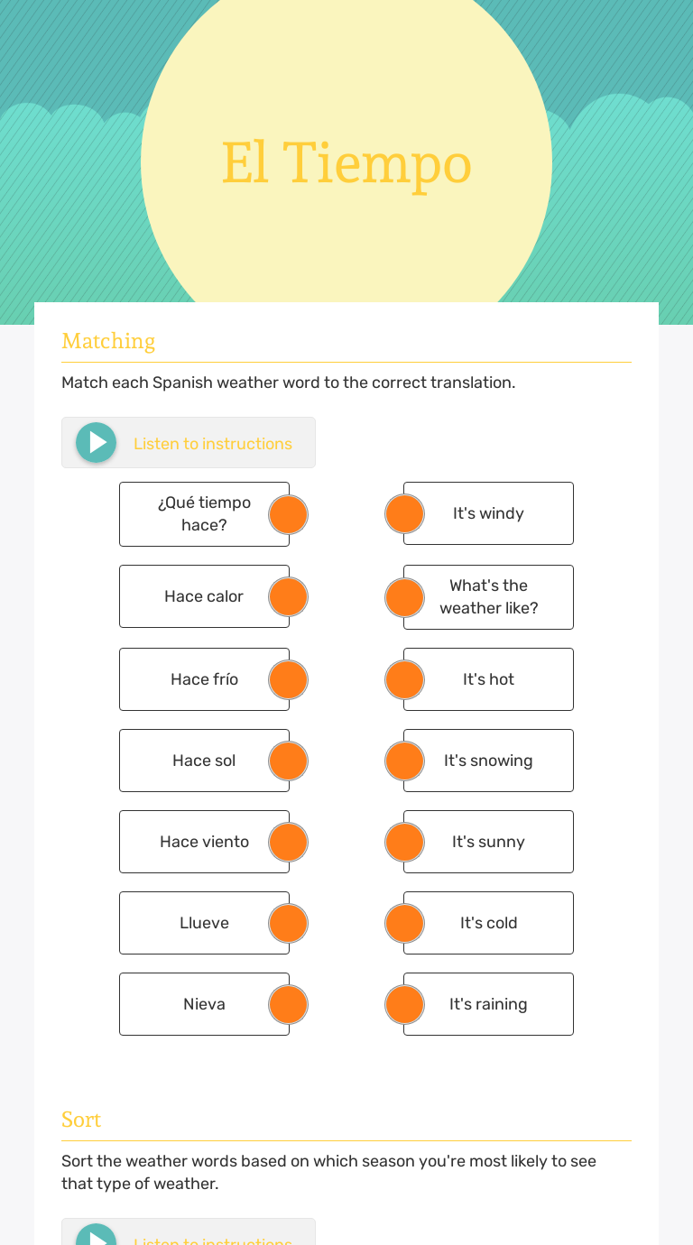 El Tiempo Interactive Worksheet For Segundo Grado 6370