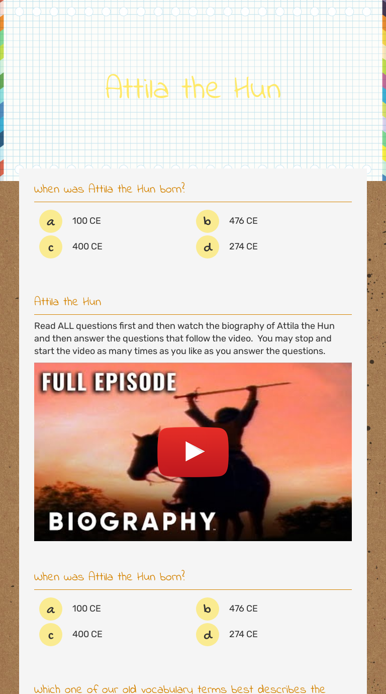 Attila the Hun worksheet preview image