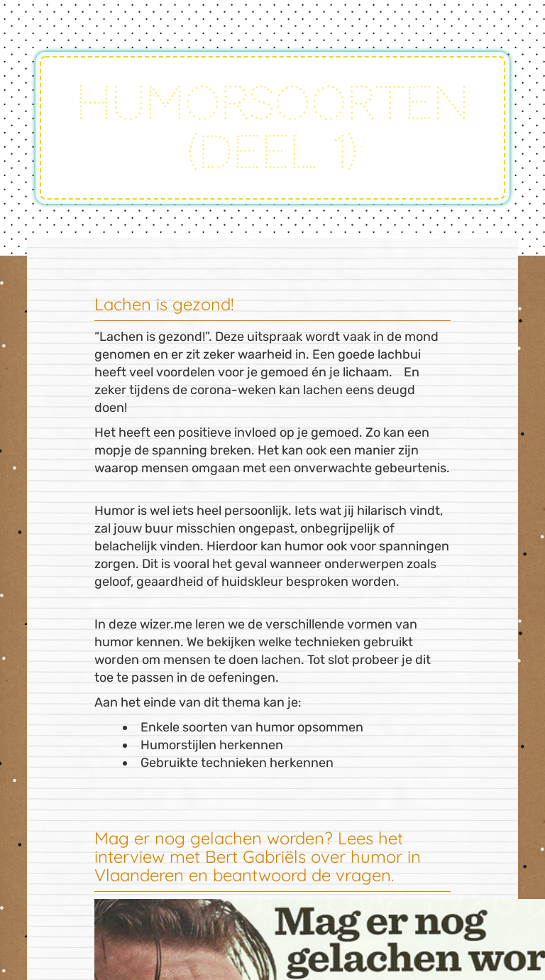 Humorsoorten (Deel 1) worksheet preview image