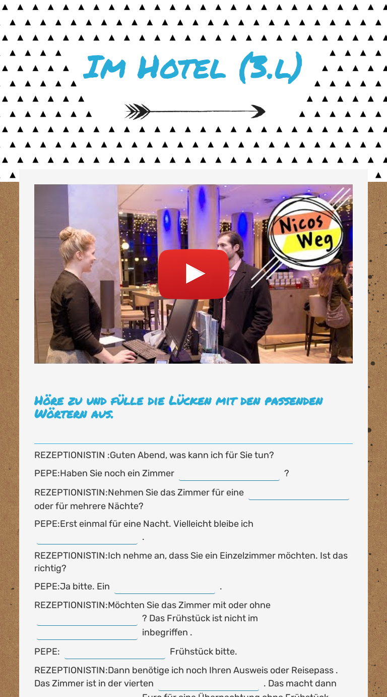 Im Hotel (3.l) worksheet preview image