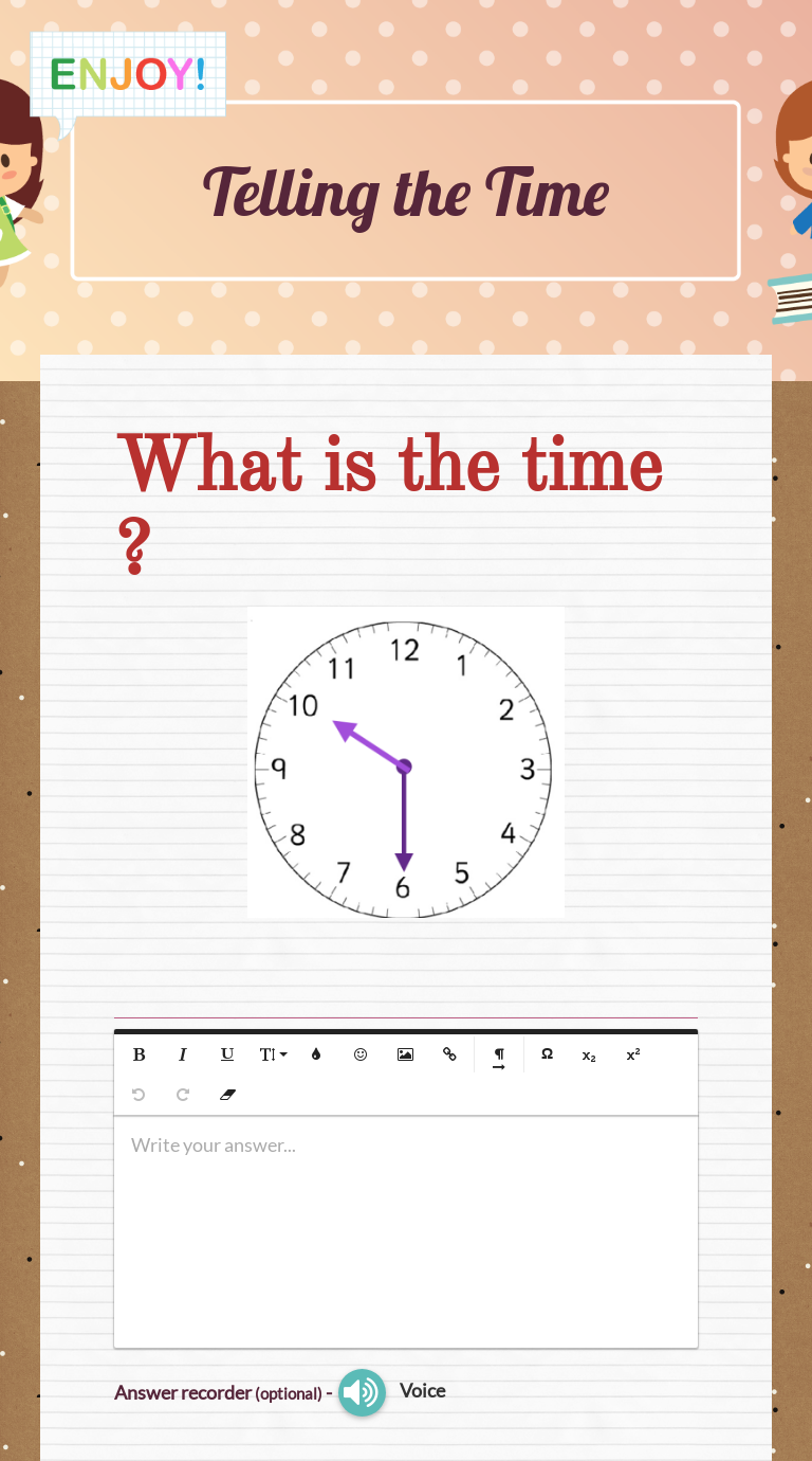 Telling the Time worksheet preview image