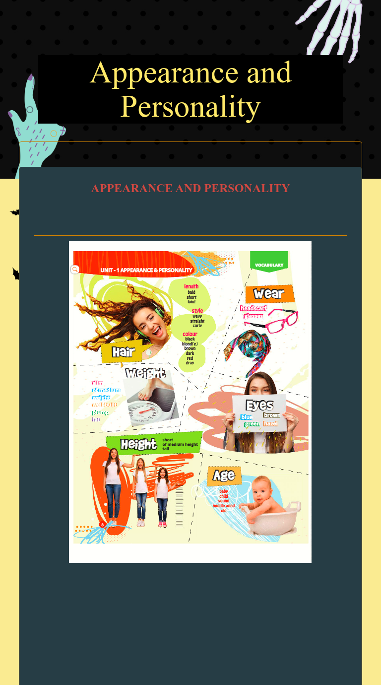 Appearance and 
  Personality Grade 7 worksheet preview