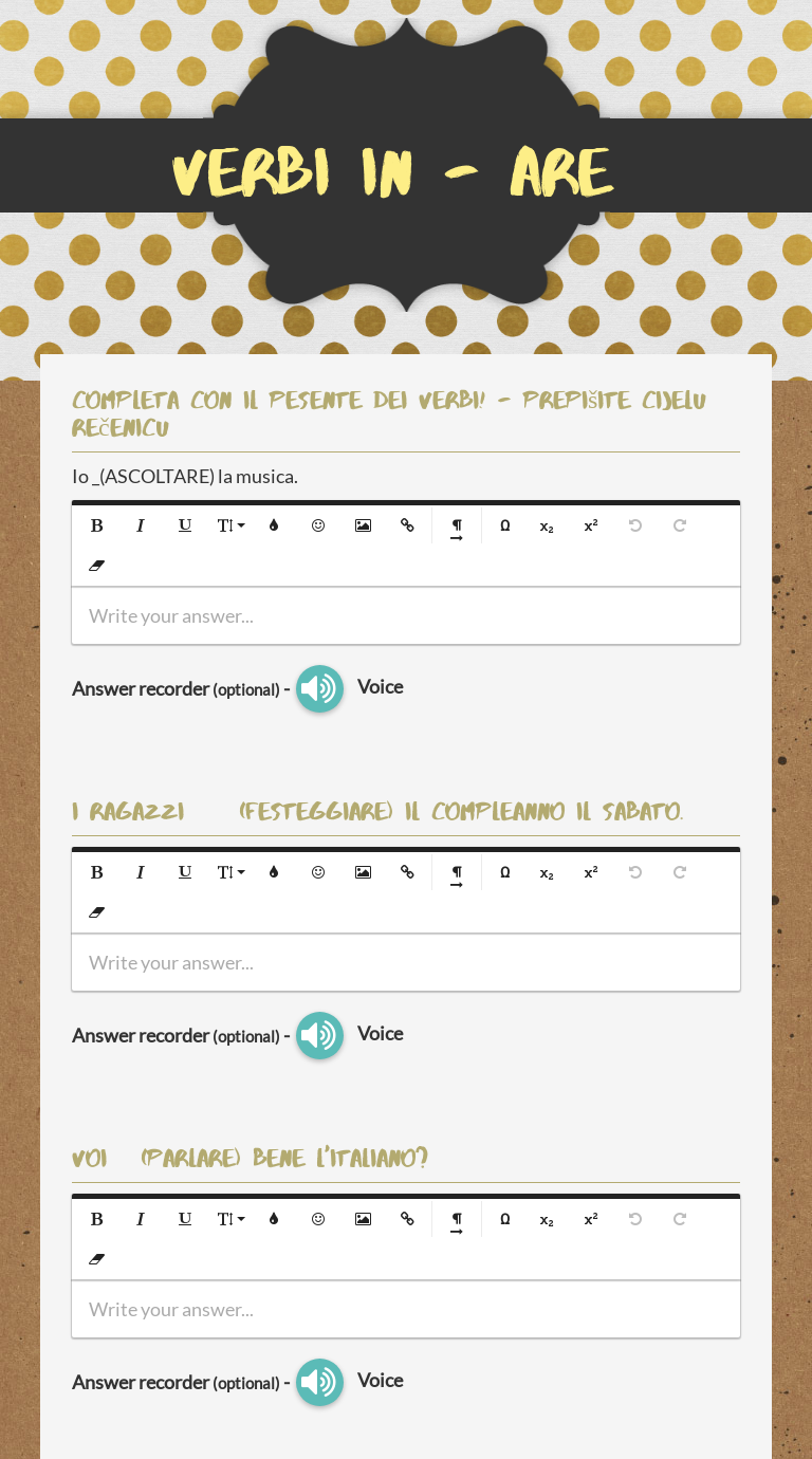 VERBI IN - ARE Grade 5 worksheet preview