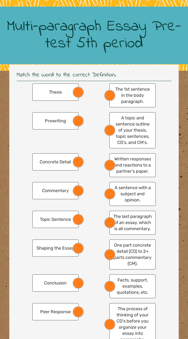 Multi-paragraph Essay Pre-test
5th period worksheet preview image