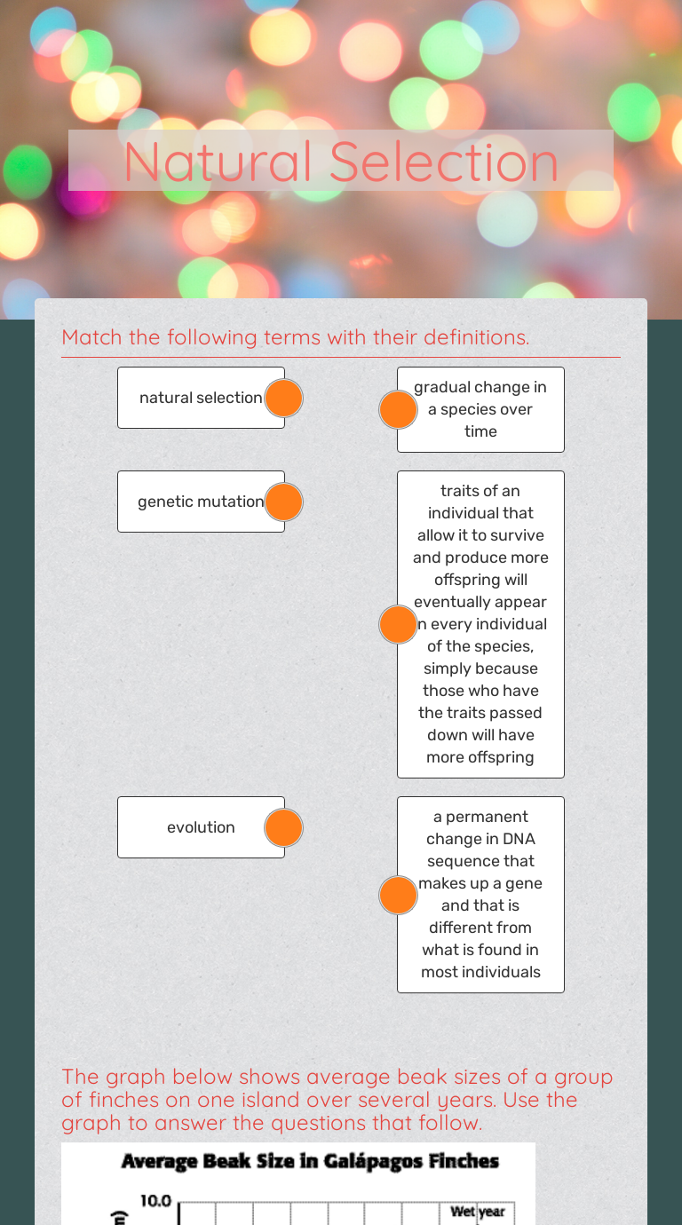 Natural Selection | Interactive Worksheet by KRISTIN SMITH | Wizer.me