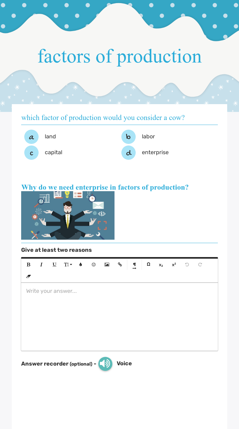 factors of production  Interactive Worksheet by Maisha rameez Regarding Factors Of Production Worksheet