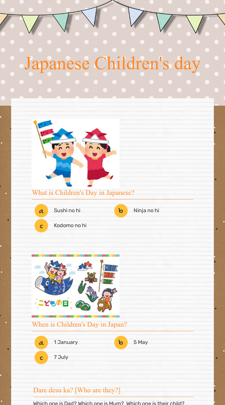 Japanese Children's day | Interactive Worksheet by Emiko Kobashi | Wizer.me