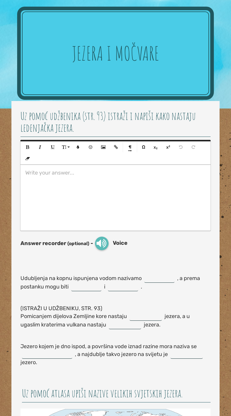 Jezera i močvare worksheet preview image