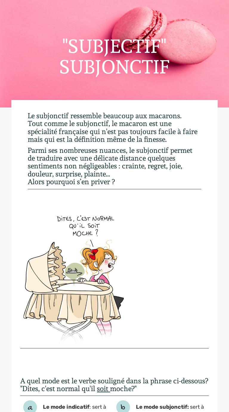 "SUBJECTIF" SUBJONCTIF Other worksheet preview