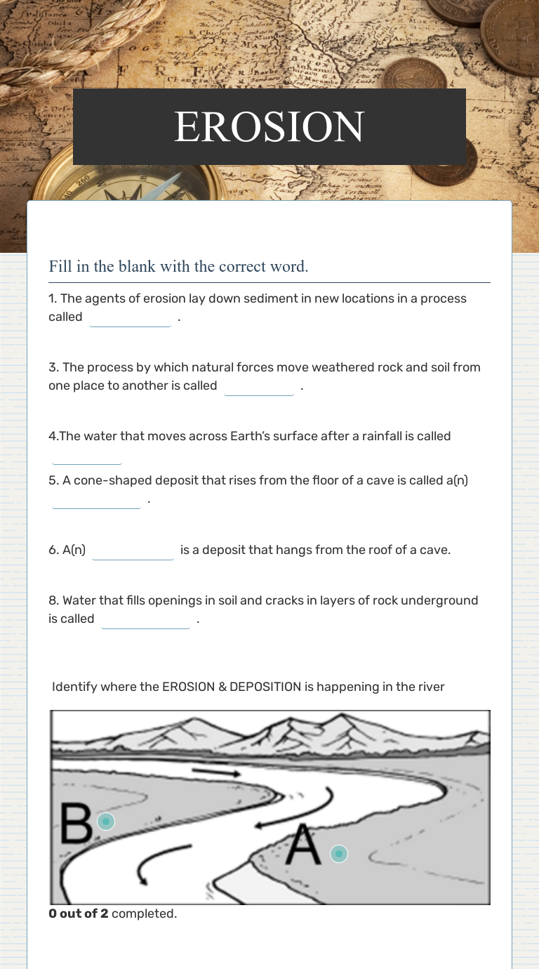 EROSION Interactive Worksheet By Tyler Jones Wizer me