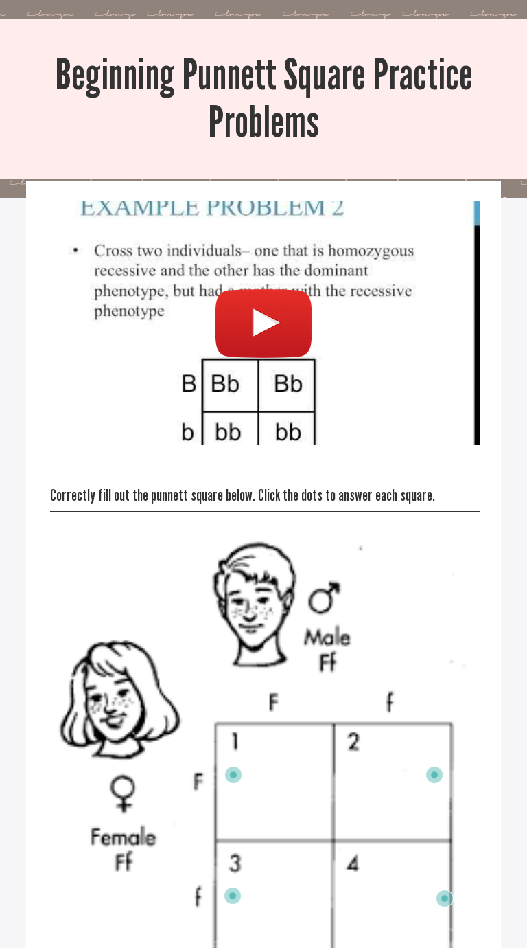 Punnett Square Practice Problems – NPWSVB
