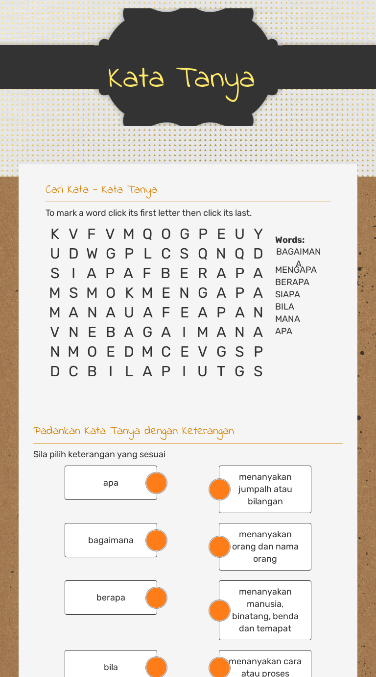 Kata Tanya worksheet preview image