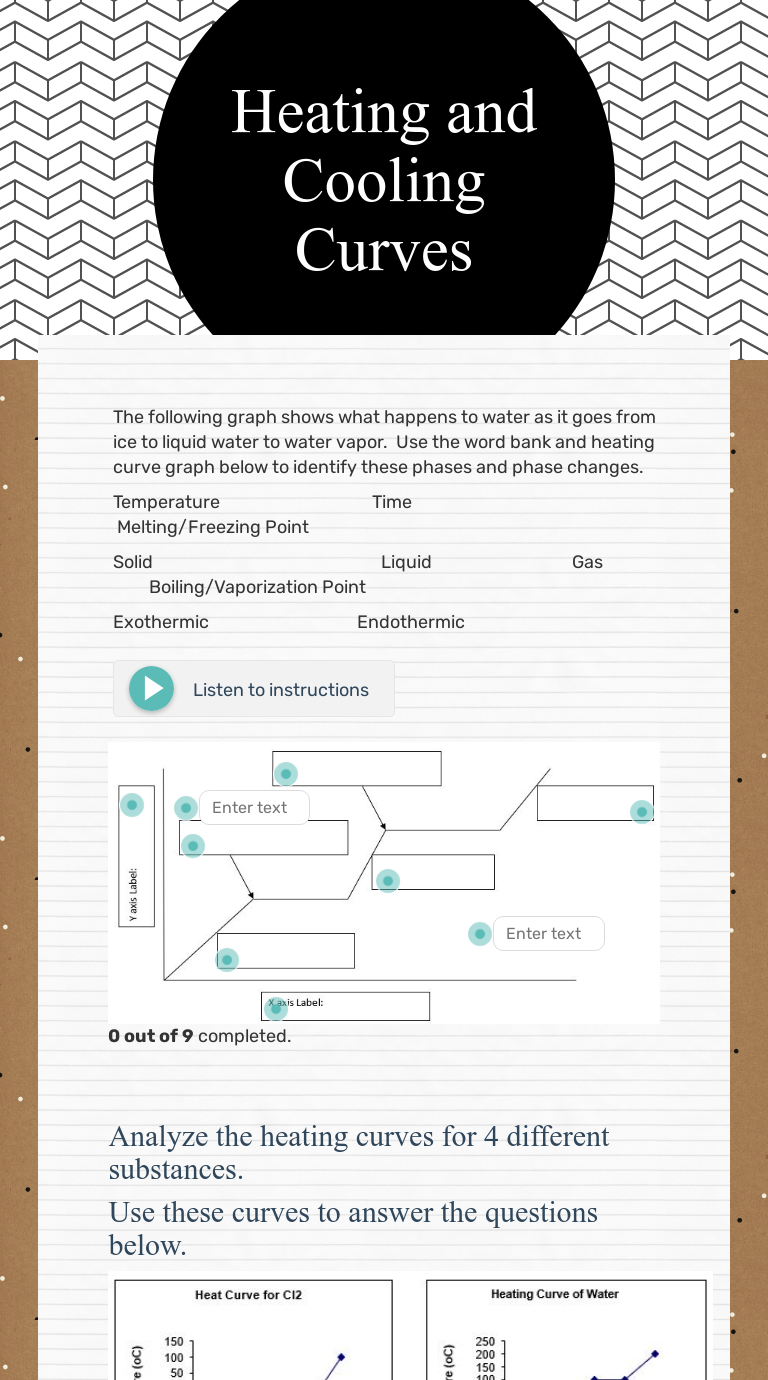 Heating and Cooling Curves  Interactive Worksheet by Tia Neal Throughout Heating And Cooling Curve Worksheet