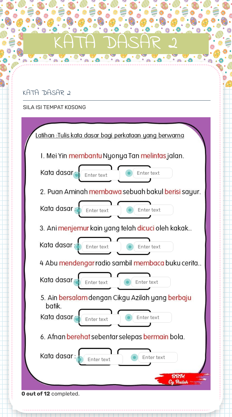 KATA DASAR 2 worksheet preview image