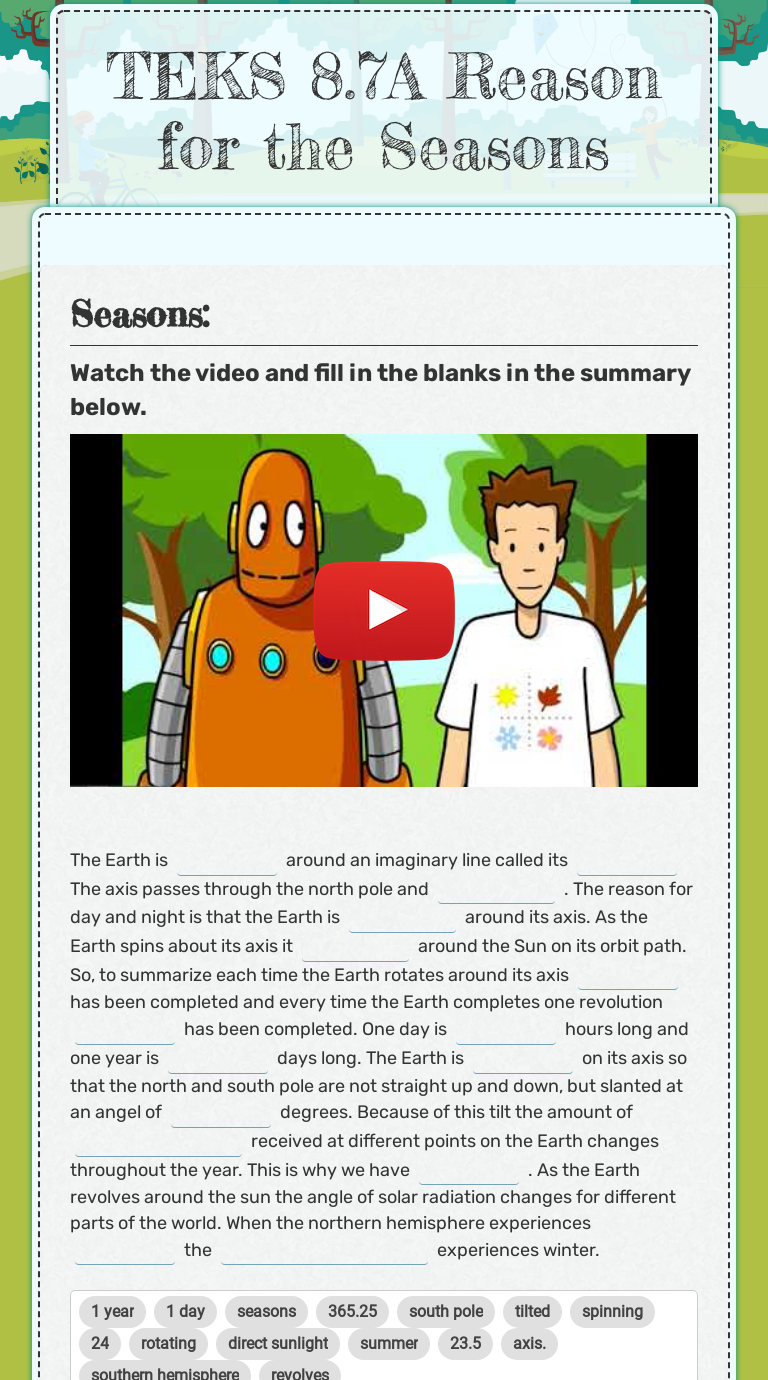 teks-8-7a-reason-for-the-seasons-interactive-worksheet-by-beatriz