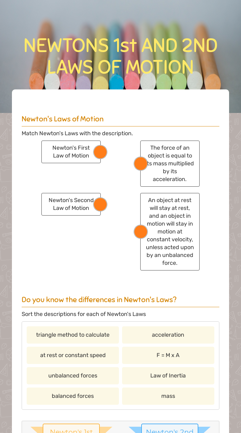 NEWTONS 1st AND 2ND LAWS OF MOTION | Interactive Worksheet by Kenneth ...