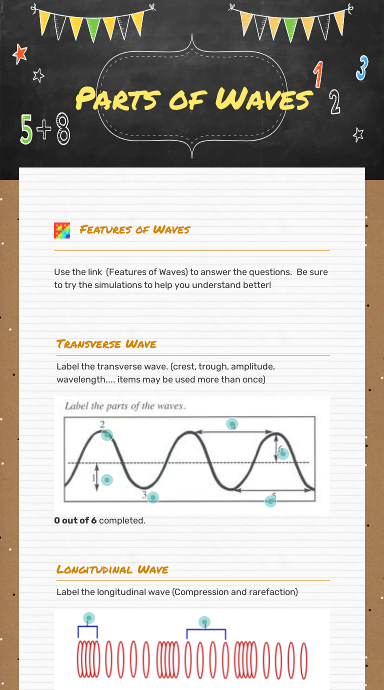 Parts of Waves Interactive Worksheet by Joseph Weigand Wizer.me