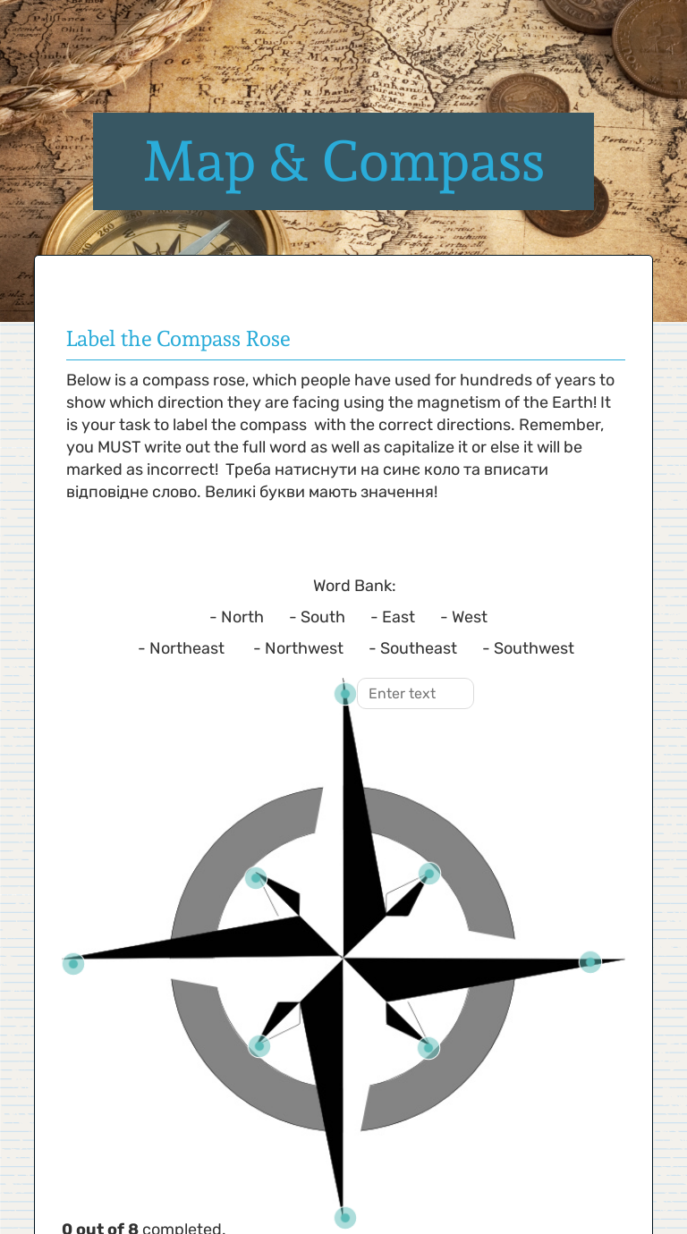 Map & Compass worksheet preview image