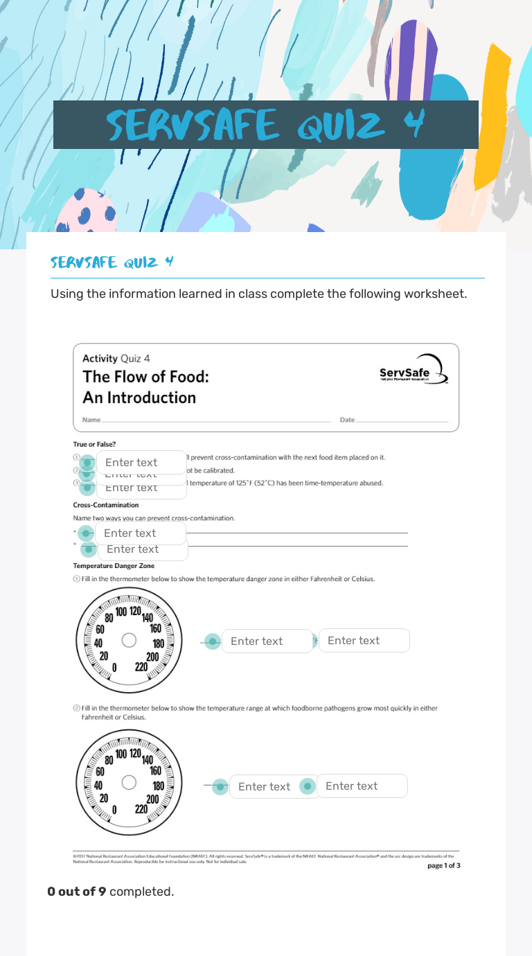 ServSafe Quiz 4 worksheet preview