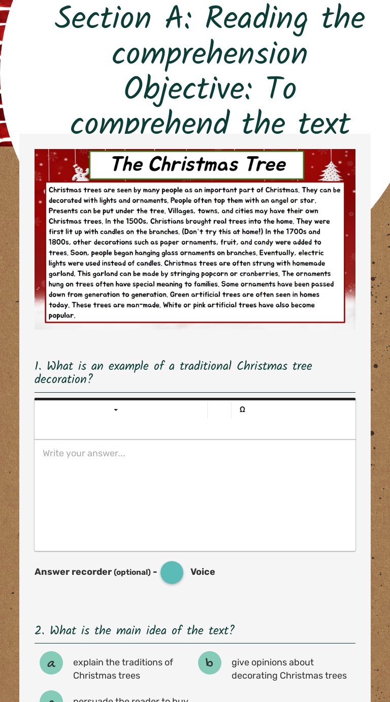 Section A: Reading the comprehension
Objective: To comprehend the text worksheet preview