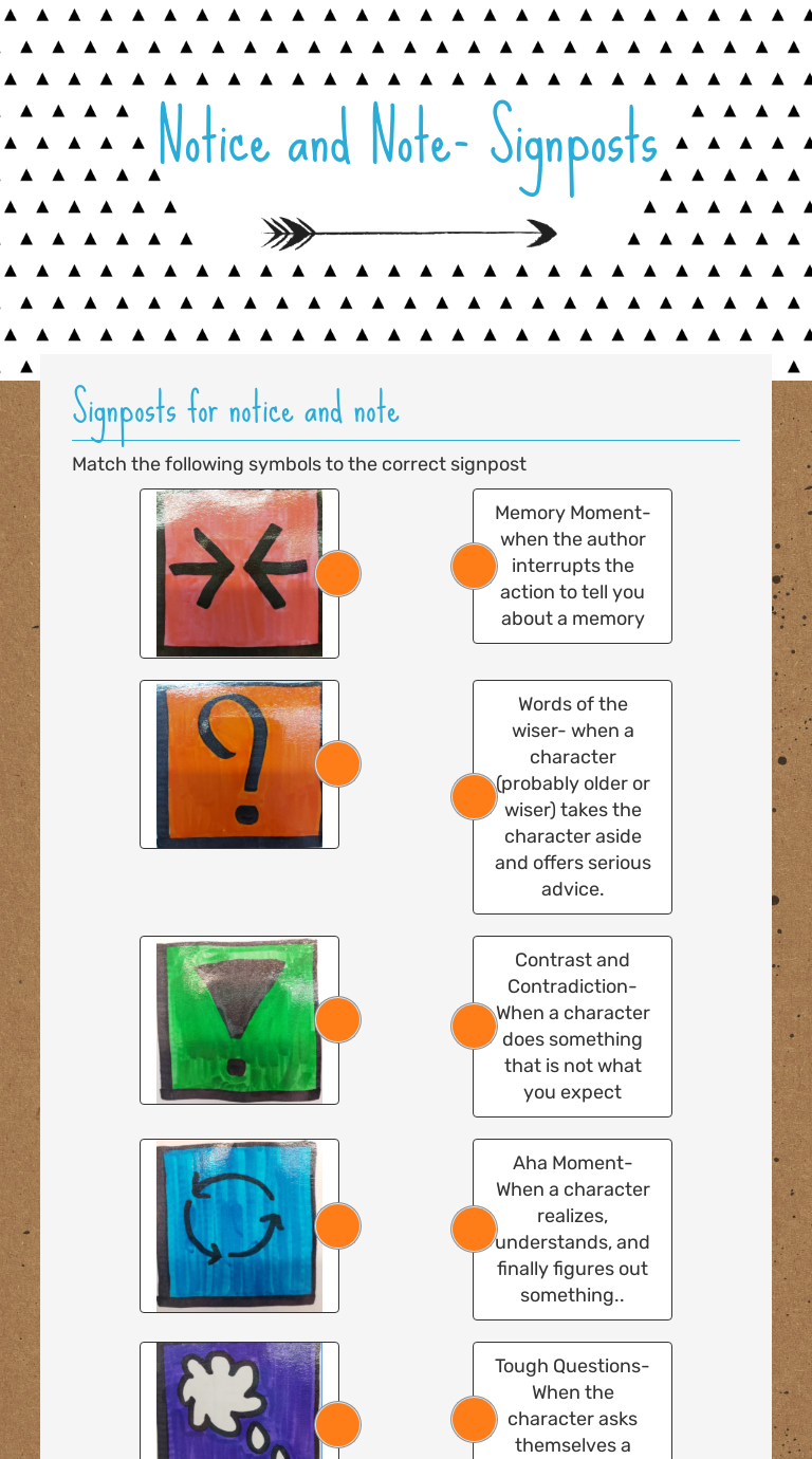 Notice and Note-  Signposts  Interactive Worksheet by Haileigh Regarding Notice And Note  Signposts Worksheet