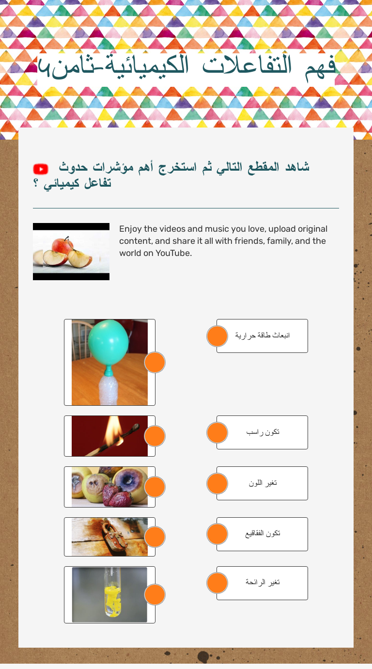 فهم التفاعلات الكيميائية ثامن4 Interactive Worksheet By עוידאת הדיל חט ב מסעדה מסעדה 249177 Wizer Me