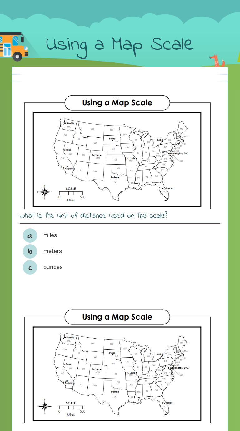 Using a Map Scale  Interactive Worksheet by Samantha Carter Throughout Using A Map Scale Worksheet