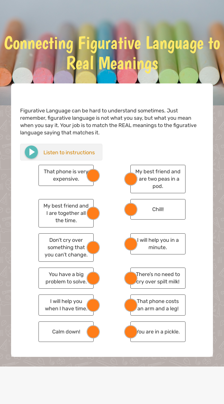 Connecting Figurative Language to Real Meanings Interactive Worksheet